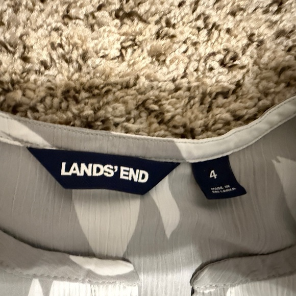 Lands' End Gray and White Floral Blouse - Picture 5 of 5